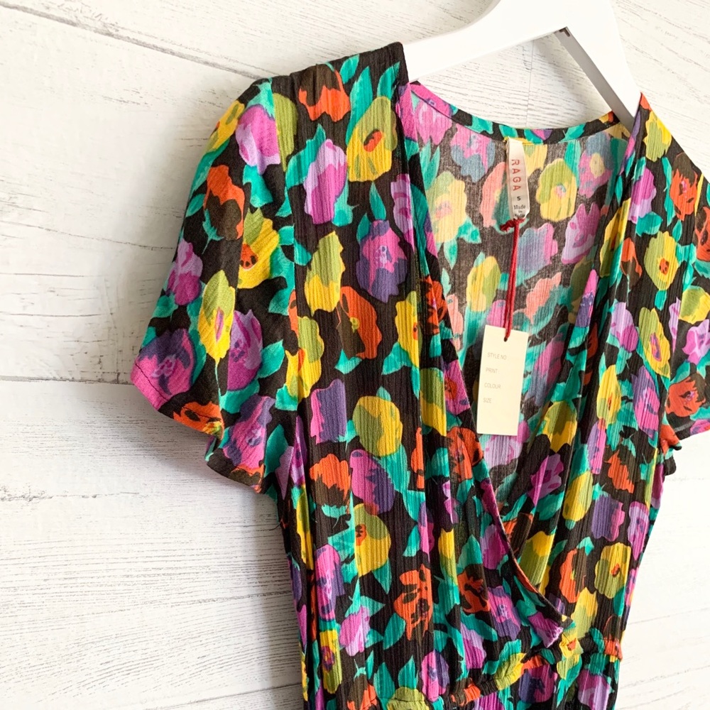 Raga Black Floral Wrap Dress - Picture 4 of 15